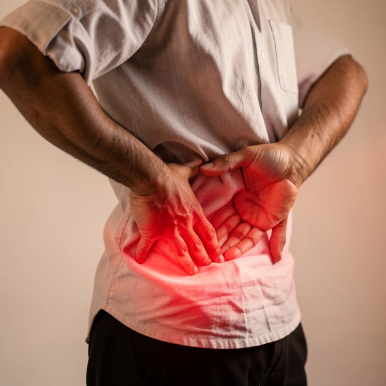Man holding his lower back in pain