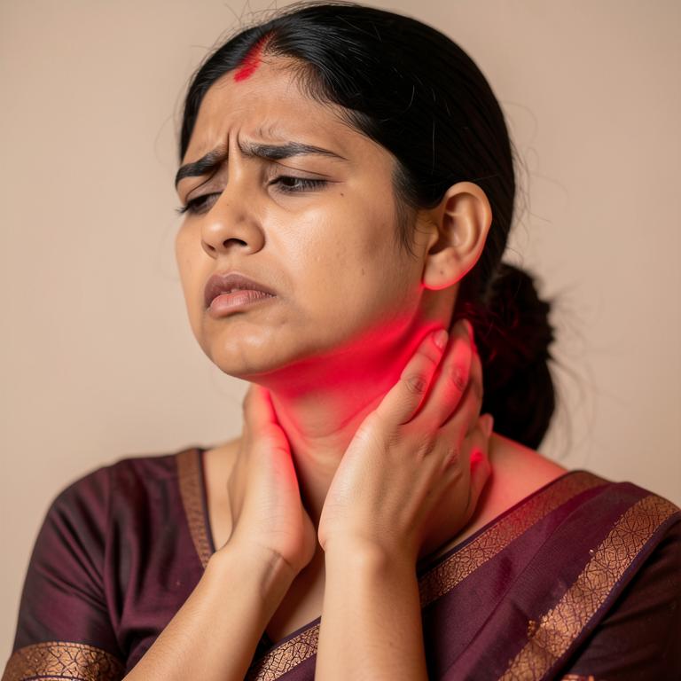 Woman holding her neck in pain
